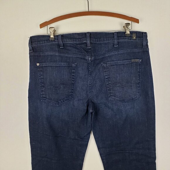 7 For All Mankind 7FAM Slimmy Jeans Dark Blue Wash Denim Mens Size 38 x 28.25 - Picture 4 of 10